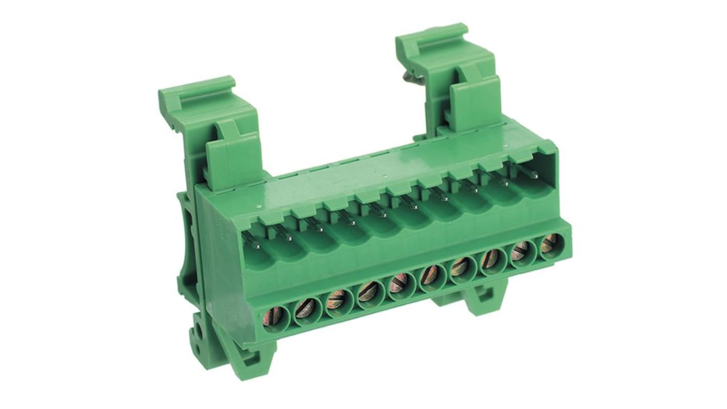 PTR HARTMANN, 5.08mm Pitch, AKZS, 6 Way, , Pluggable Terminal Block, Feed Through Header, DIN Rail, Screw Termination,