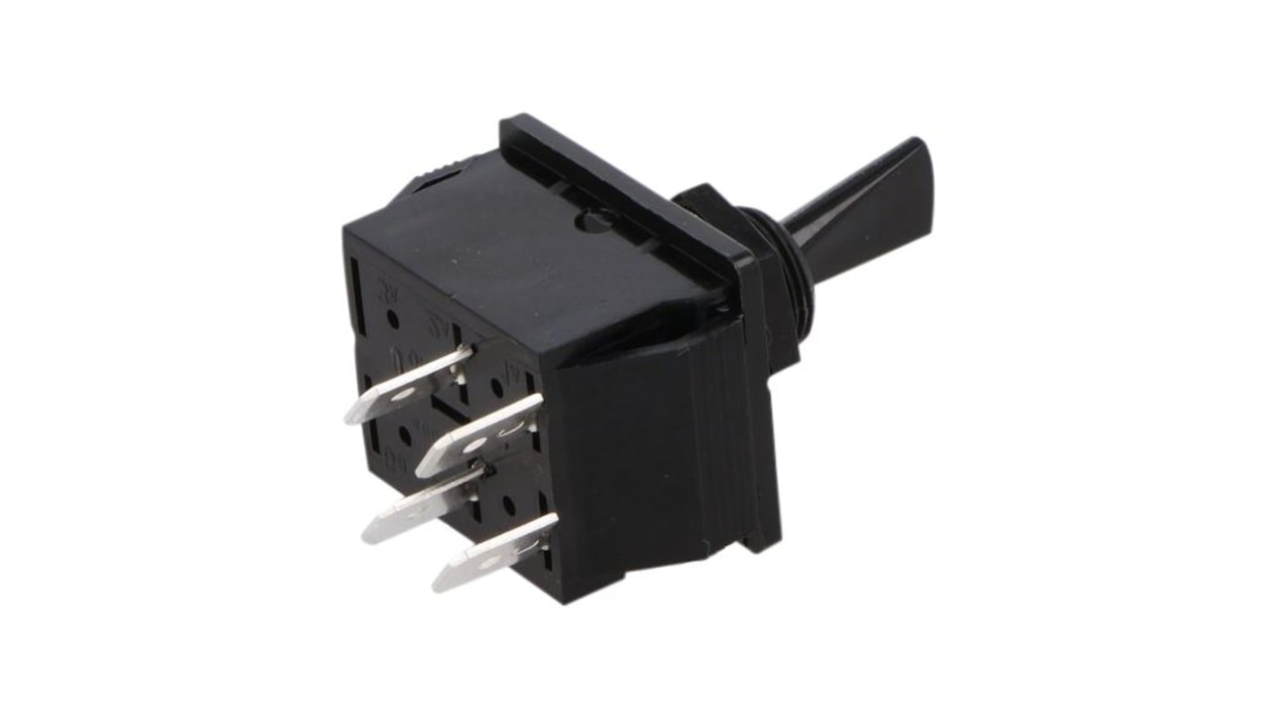 Bulgin Toggle Switch, Panel Mount, On-Off, Blade Terminal, 250V ac