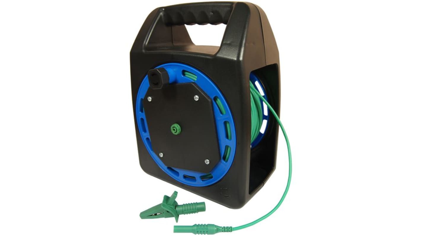 Cliff Electronics Green Test Lead Extension Reel, 50m Cable Length, CAT II 1 kV V, CAT III 600 V safety category