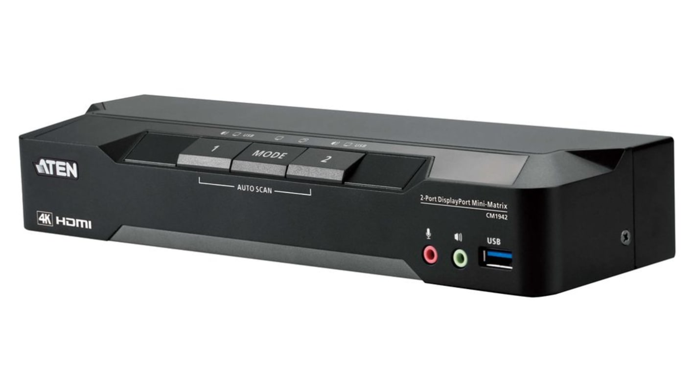 Aten Dual Monitor USB DisplayPort KVM Switch, 3.5 mm Jack 4096 x 2160 Maximum Resolution
