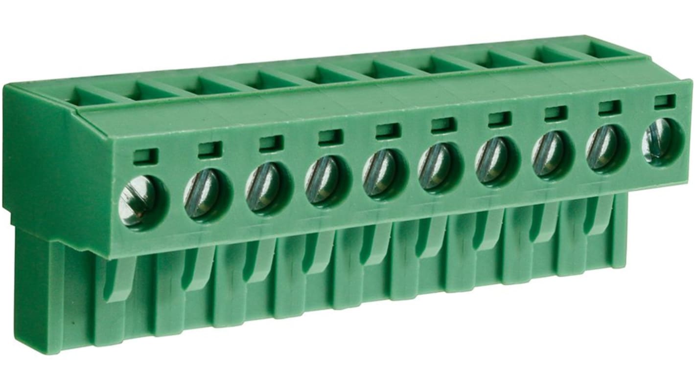 CAMDENBOSS, 5.08mm Pitch, CTBP9208, 10 Way, , Pluggable Terminal Block, Feed Through Header, Cable Mount, Screw