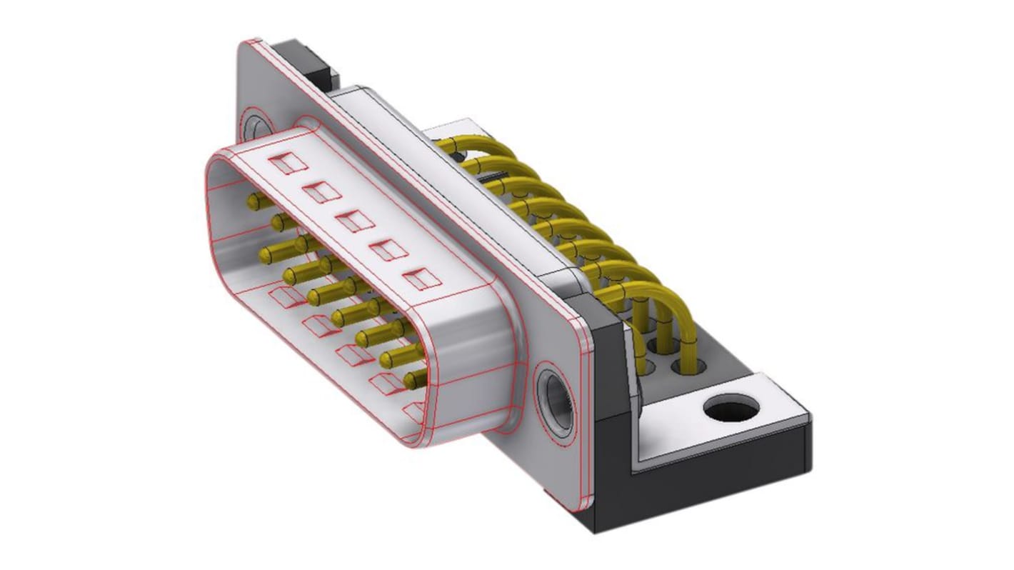 Deltron DTS Sub-D Steckverbinder LWL-Steckverbinder , 15-polig / Raster 2.54mm, PCB