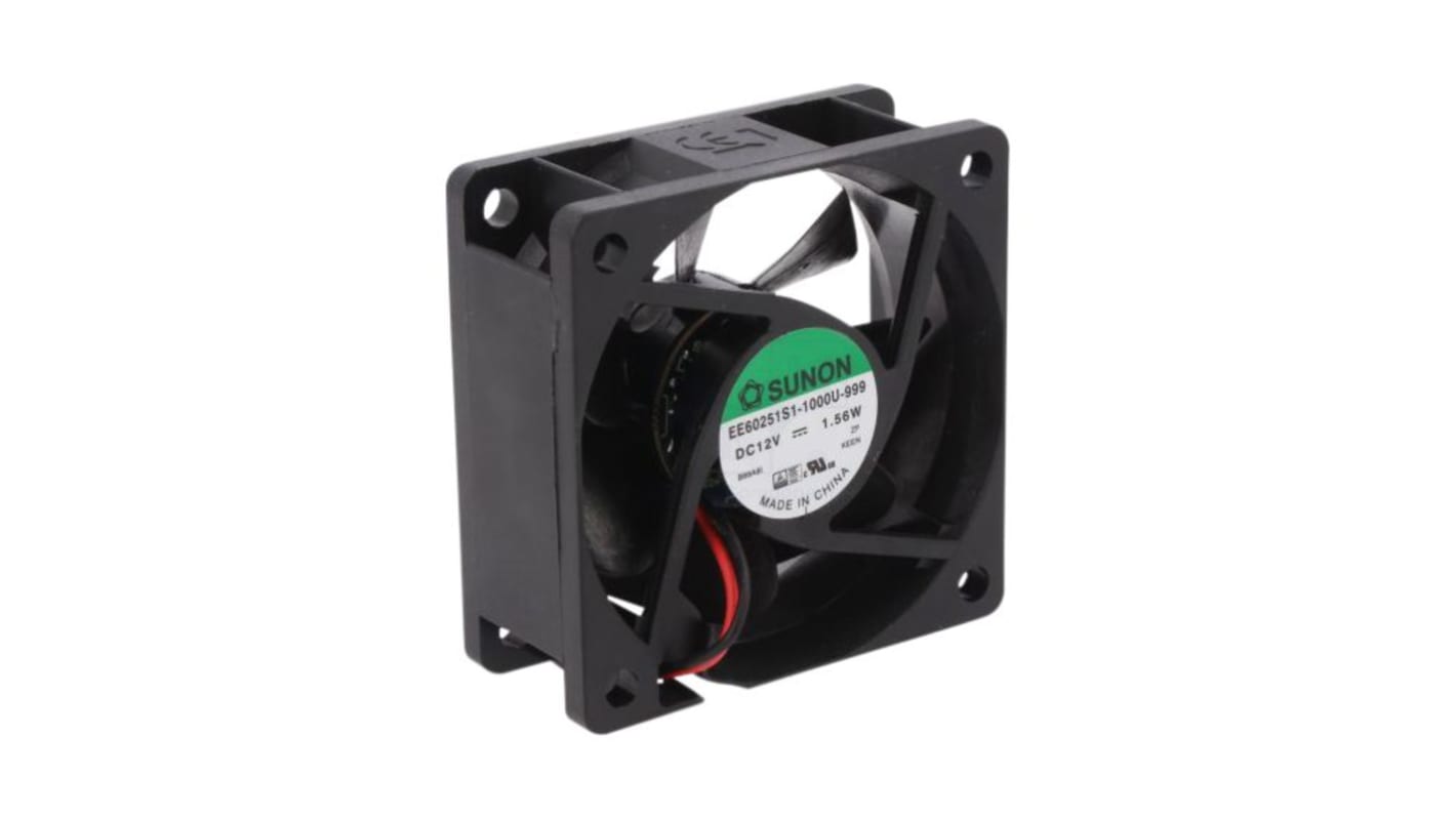 Sunon Axial Fan, 12 V dc, dc Operation, 40m³/h, 141mA Max, 60 x 60 x 25mm