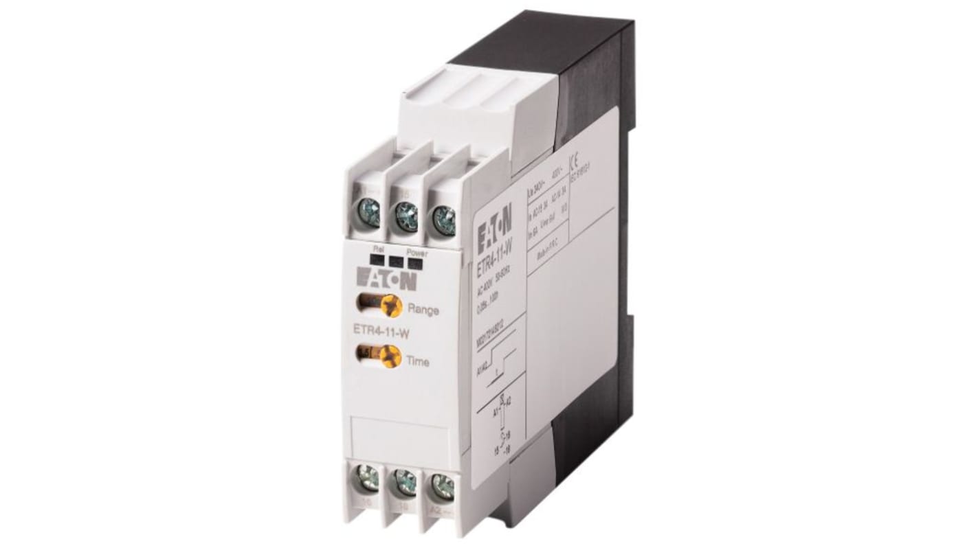 Eaton ETR4 Zeitrelais, DIN-Schienen, 0.05 → 360000s, 400V ac, 1 Kont. 10, 1-poliger Wechsler