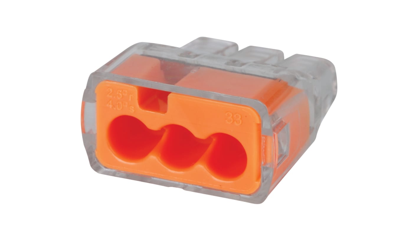 Ideal Industries 中継用端子台, 3極, 32A, 12 AWG, プッシュイン