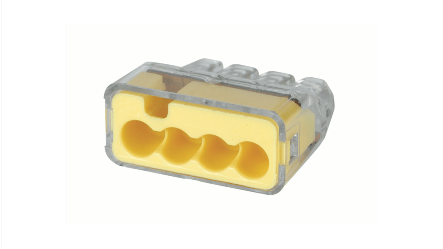 Ideal Industries 30-10 Series Connector, 4-Way, 32A, 12 AWG Wire, Push In Termination