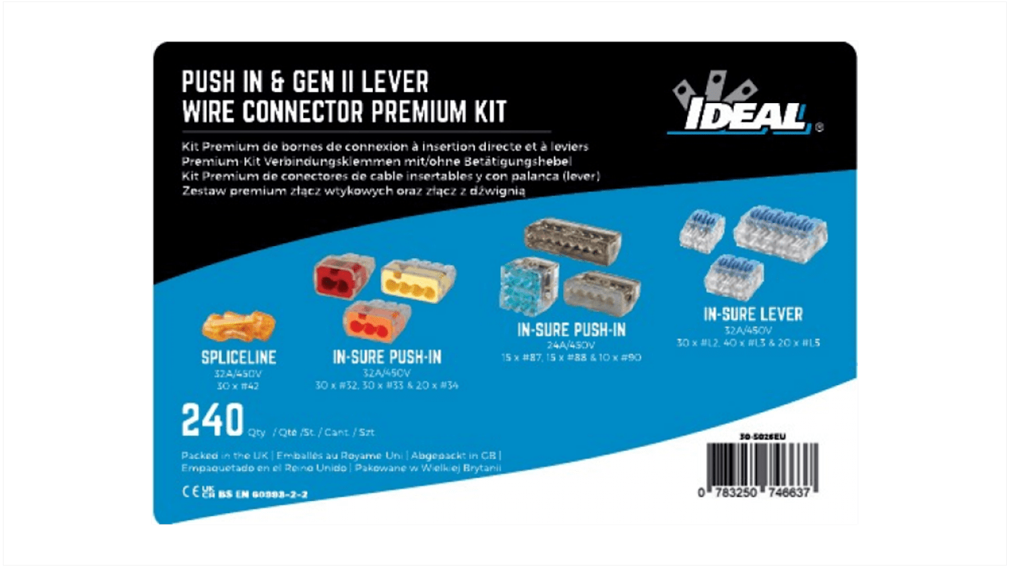 Gen II Lever Series Connector, 32A, 24 → 12 AWG Wire, Push In Termination