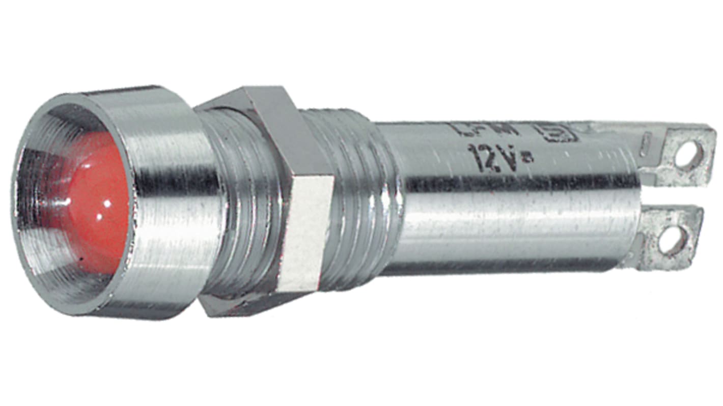 Lampka kontrolna do montażu panelowego 24V, Żółta 8.4mm LED Faston, oczko lutownicze Schurter