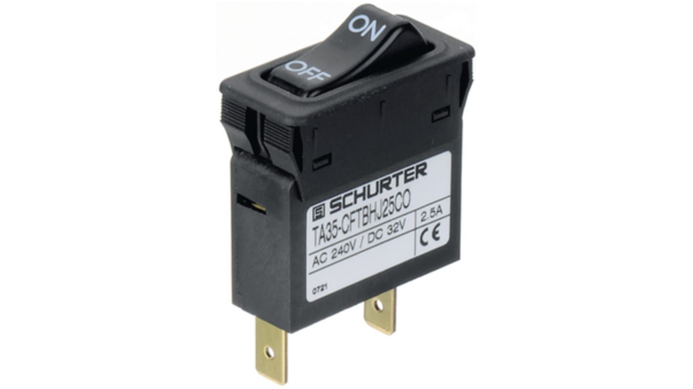 Schurter Circuit Breaker - TA35  Single Pole Snap-In, 1A Current Rating