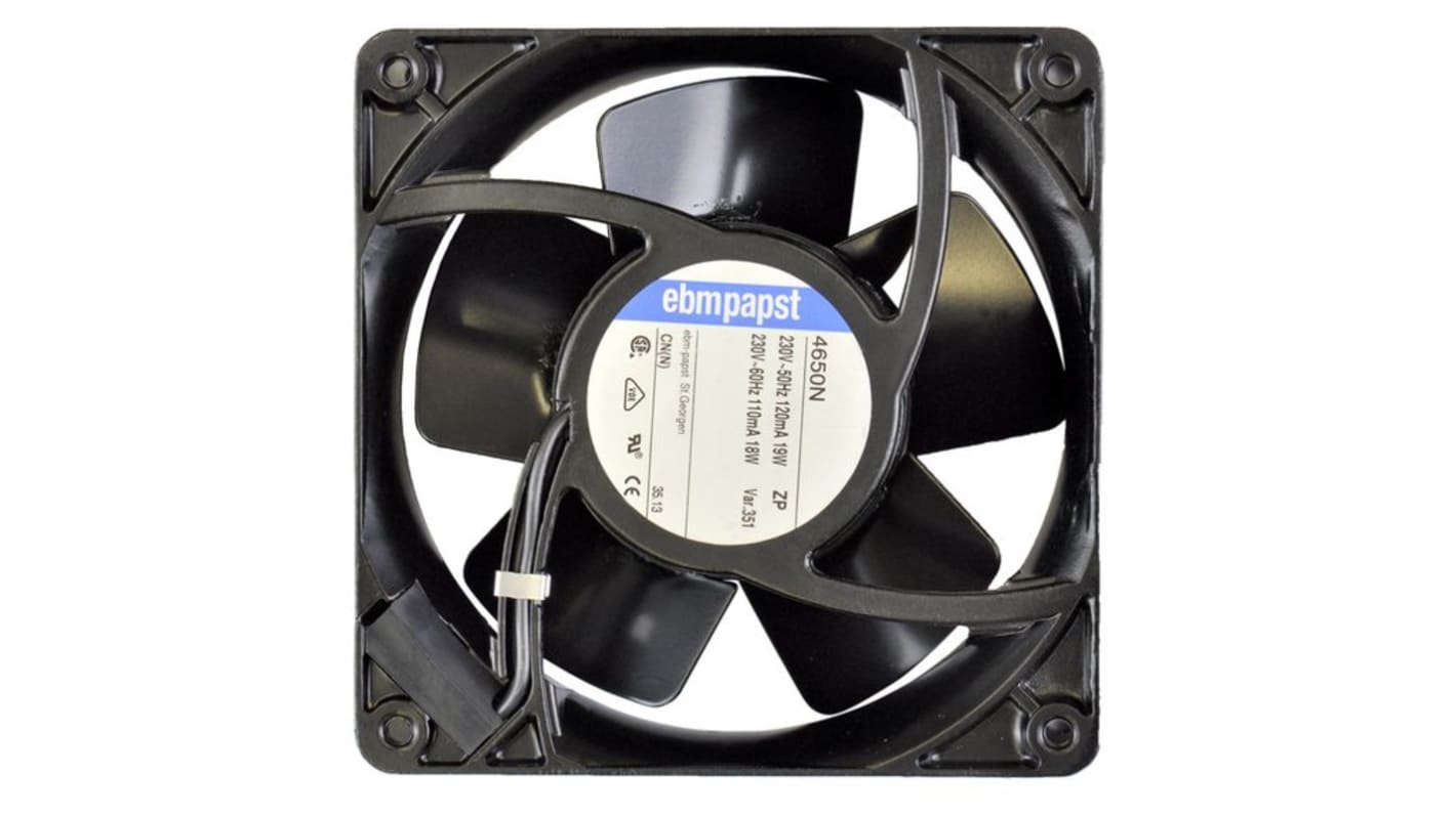 Ventilador Axial ebm-papst de 119 x 119 x 38mm, 230 V ac, caudal 100m³/h, IP20