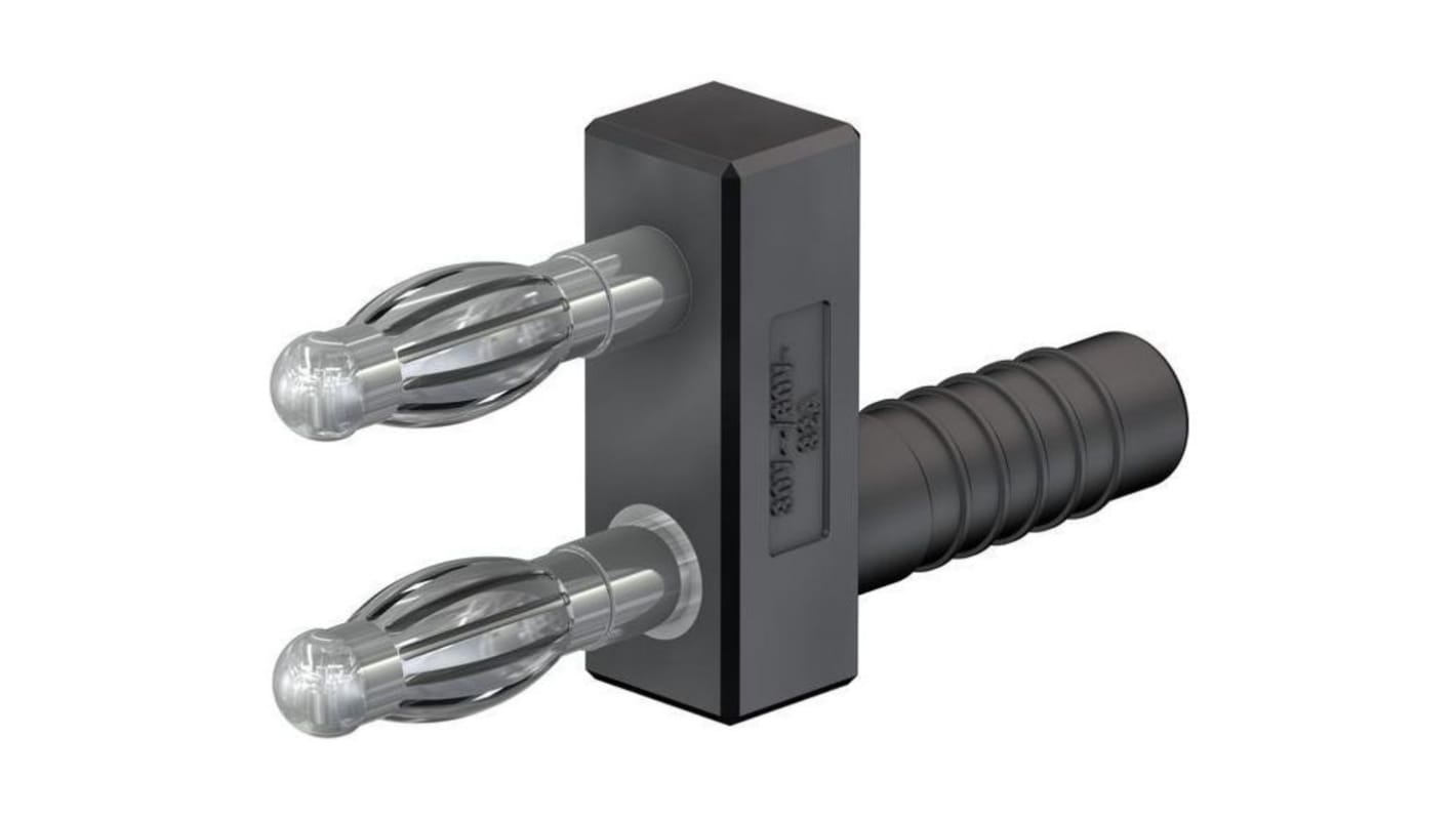 Conector banana Macho, 32A, 60V, Contacto Níquel, Negro