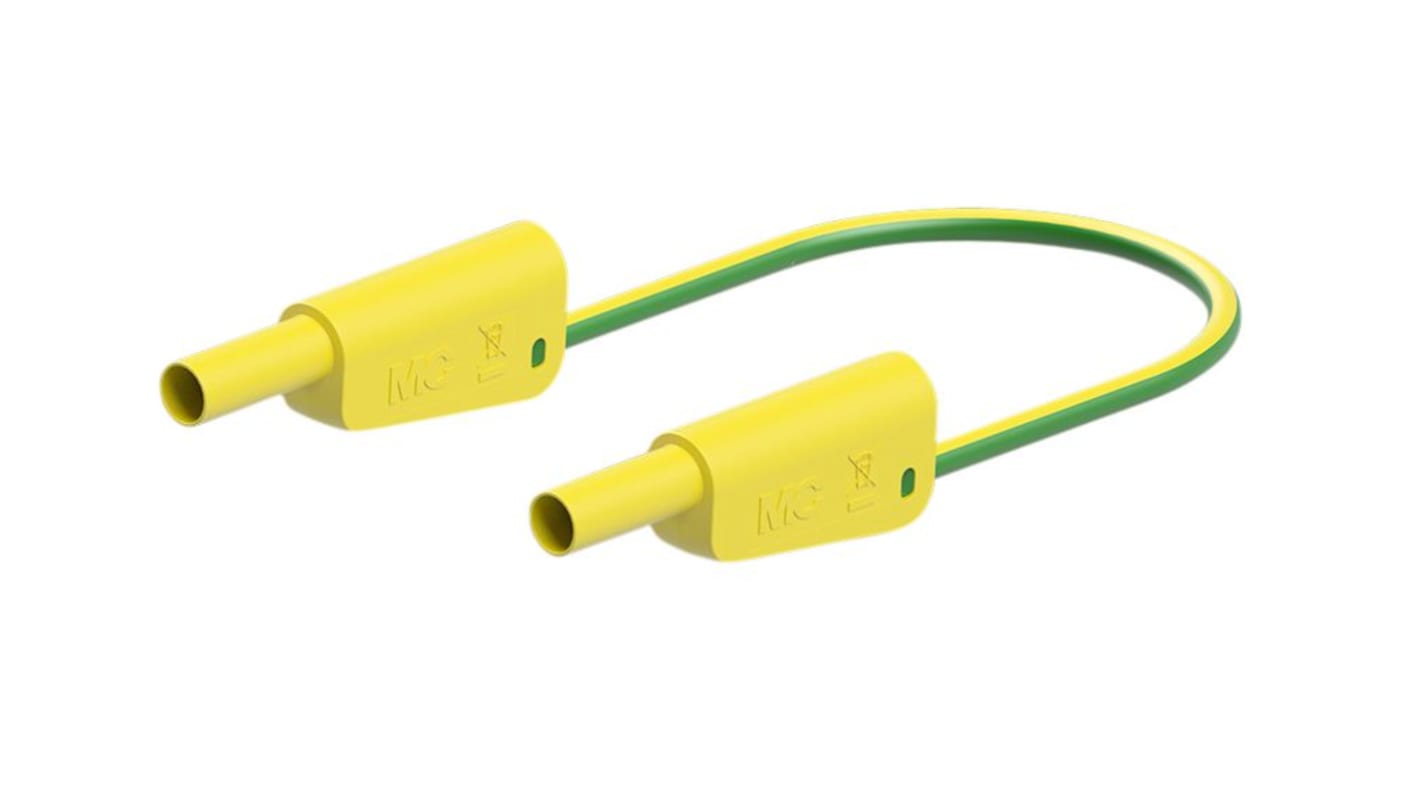 Staubli Test lead, 32A, 600V ac, Green/Yellow, 2m Lead Length