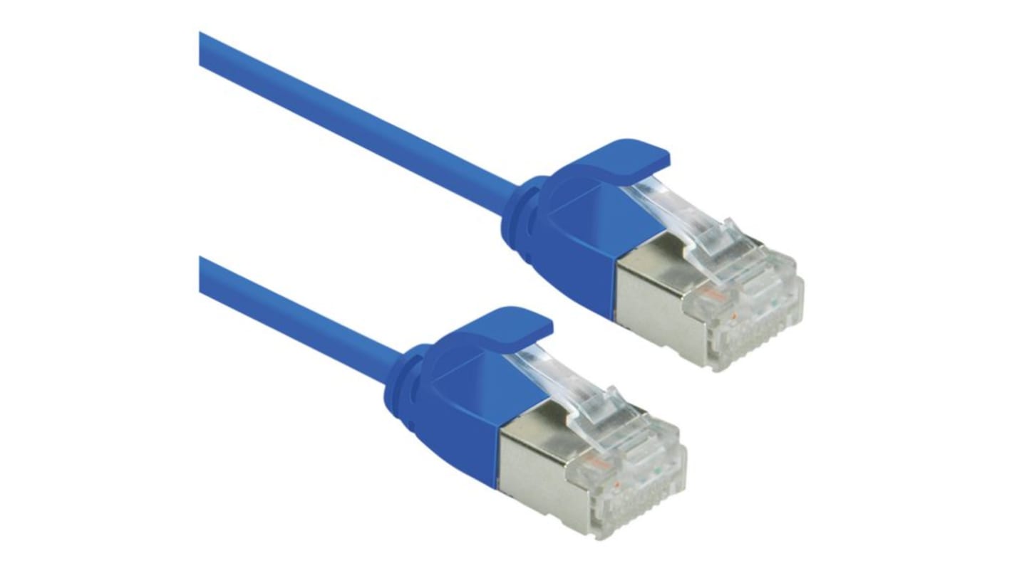 Roline Cat6a Straight Male RJ45 to Straight Male RJ45 Ethernet Cable, FTP, Blue LSZH Sheath, 2m