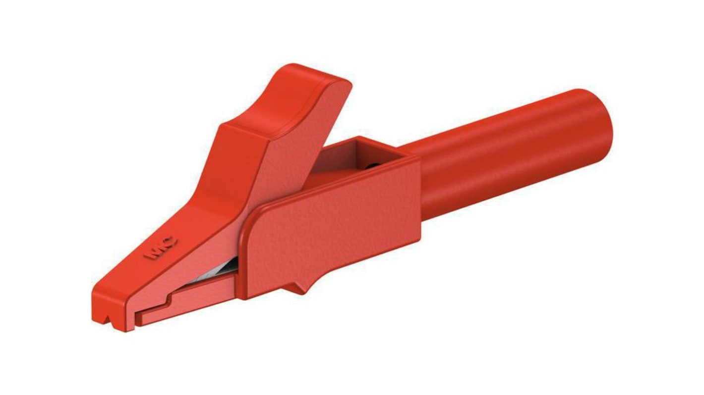 Staubli Crocodile Clip Crocodile Clip Connection, Brass Contact, 15A, Red