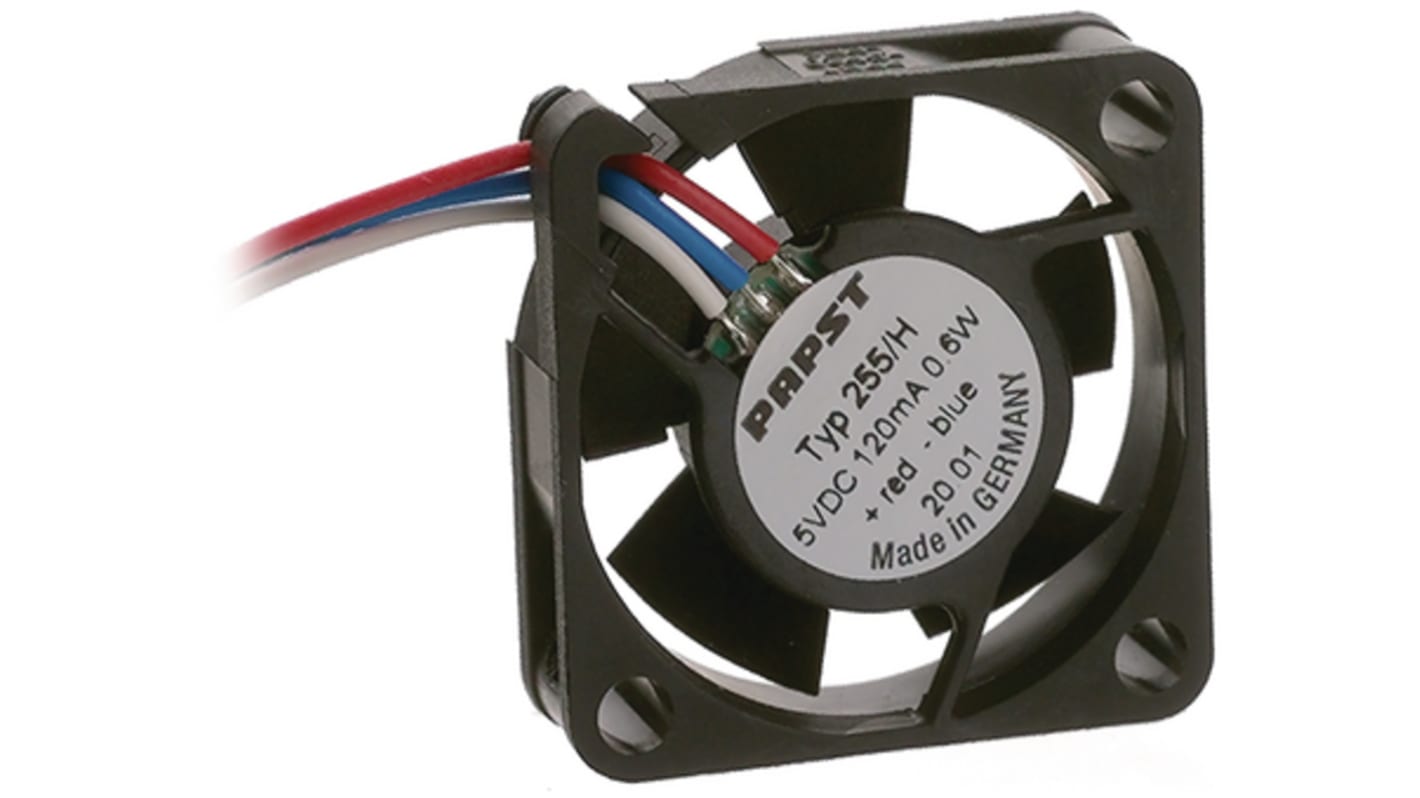 ebm-papst Axial Fan, 5 V dc, dc Operation, 4.6m³/h, 0.5 → 0.7W, IP20, 25 x 25 x 8mm