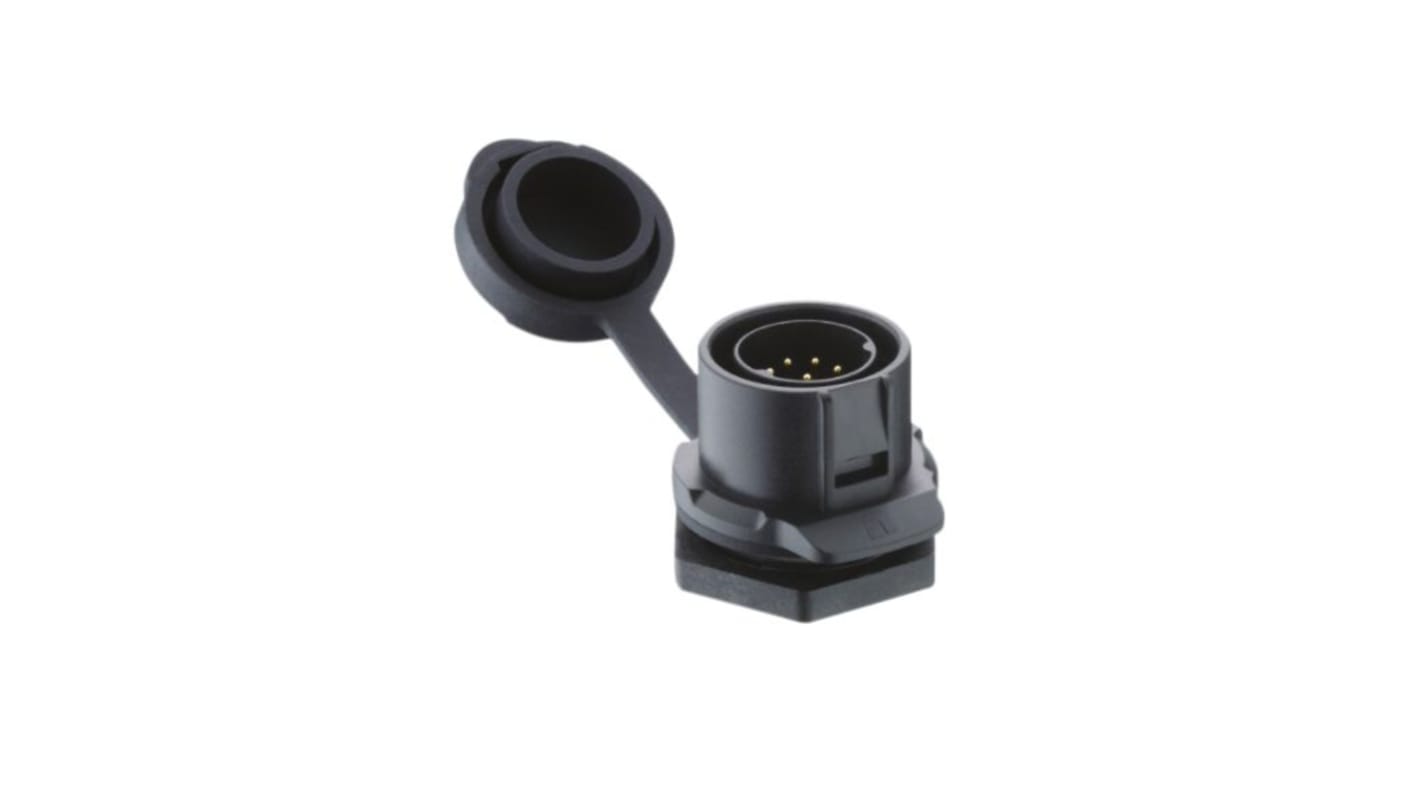 Lutronic Connector, 4 Contacts, Chassis Mount, Plug, Male, IP65, IP67, Series 02 Quicklock Series