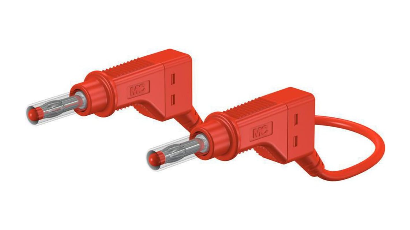 Cable de prueba Staubli de color Rojo, Conector, 600V ac/dc, 32A, 1m