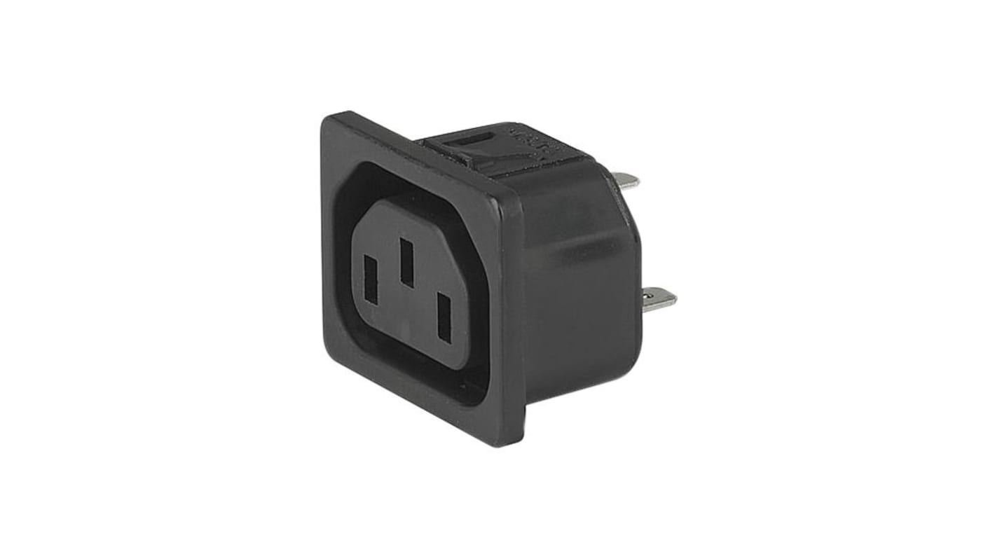 SCHAEFFLER F (Outlet) Flange Mount, Snap In Mount IEC Connector Socket, 10A, 250 V