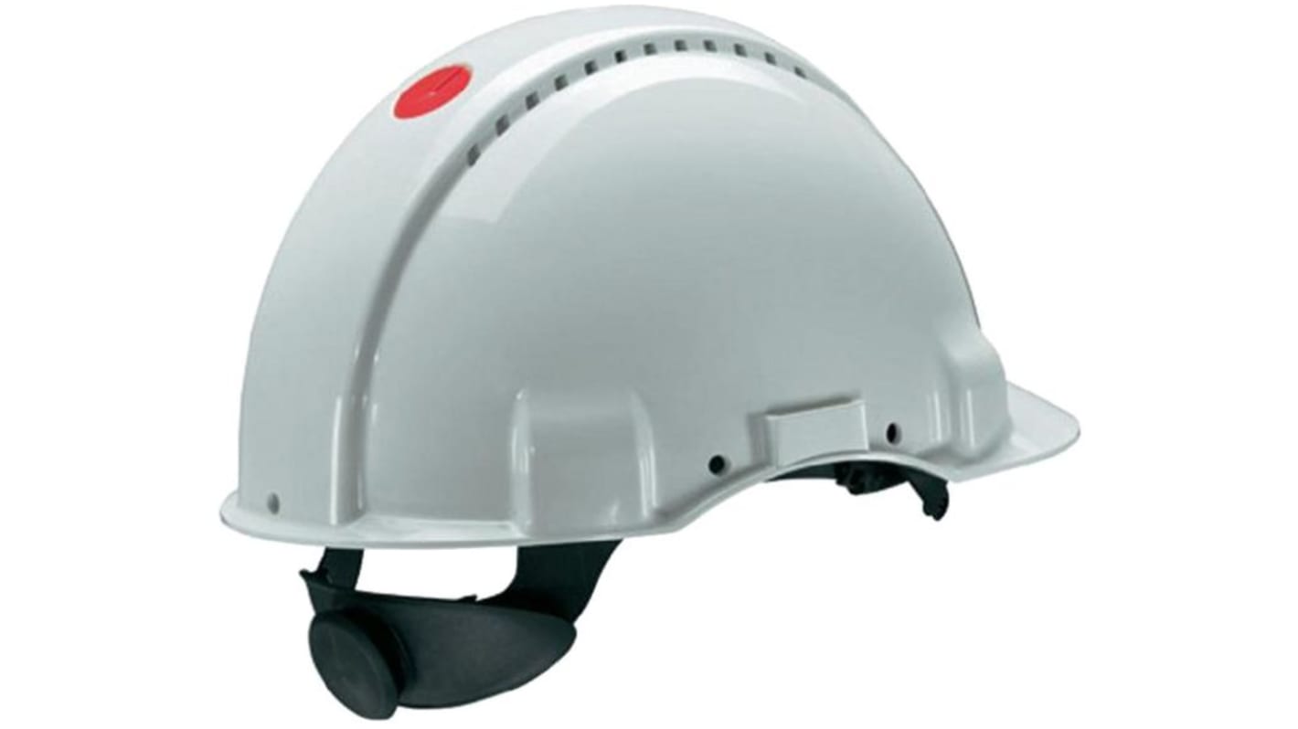 3M White Hard Hat , Adjustable, Ventilated