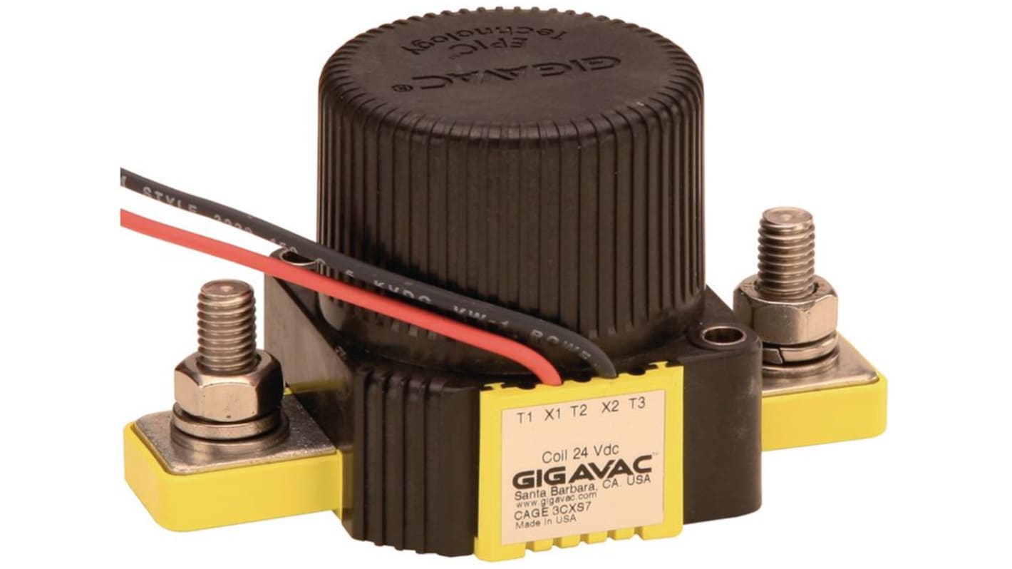 Gigavac GX14 Contactor, 24 V Coil, 1-Pole, 350 A, 1NO, 750 V