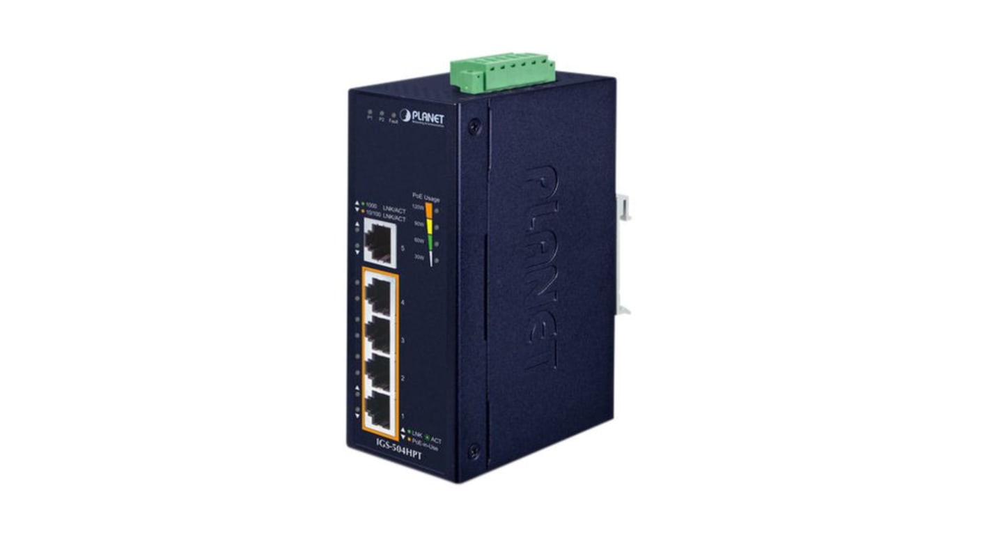 Switch Ethernet Planet con PoE, 5 puertos
