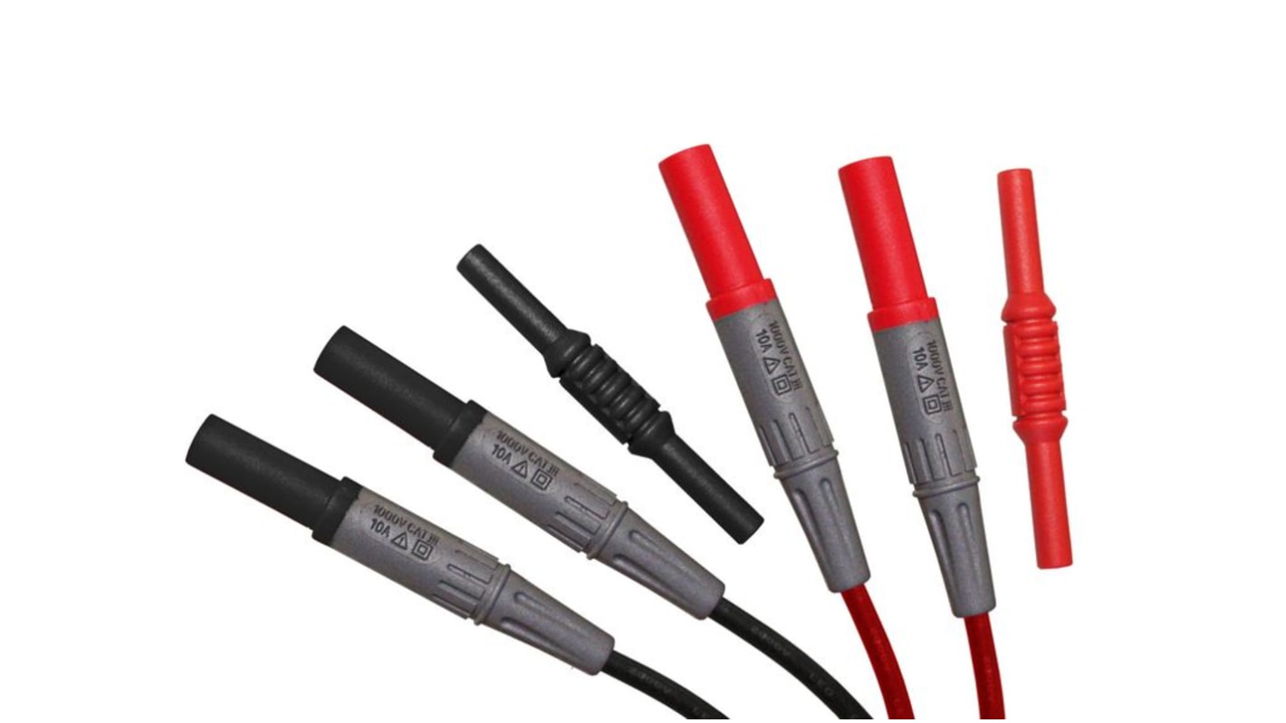 Cavi per test PeakTech, Spina, 10A, 1kV, col. Rosso/Nero, 1m