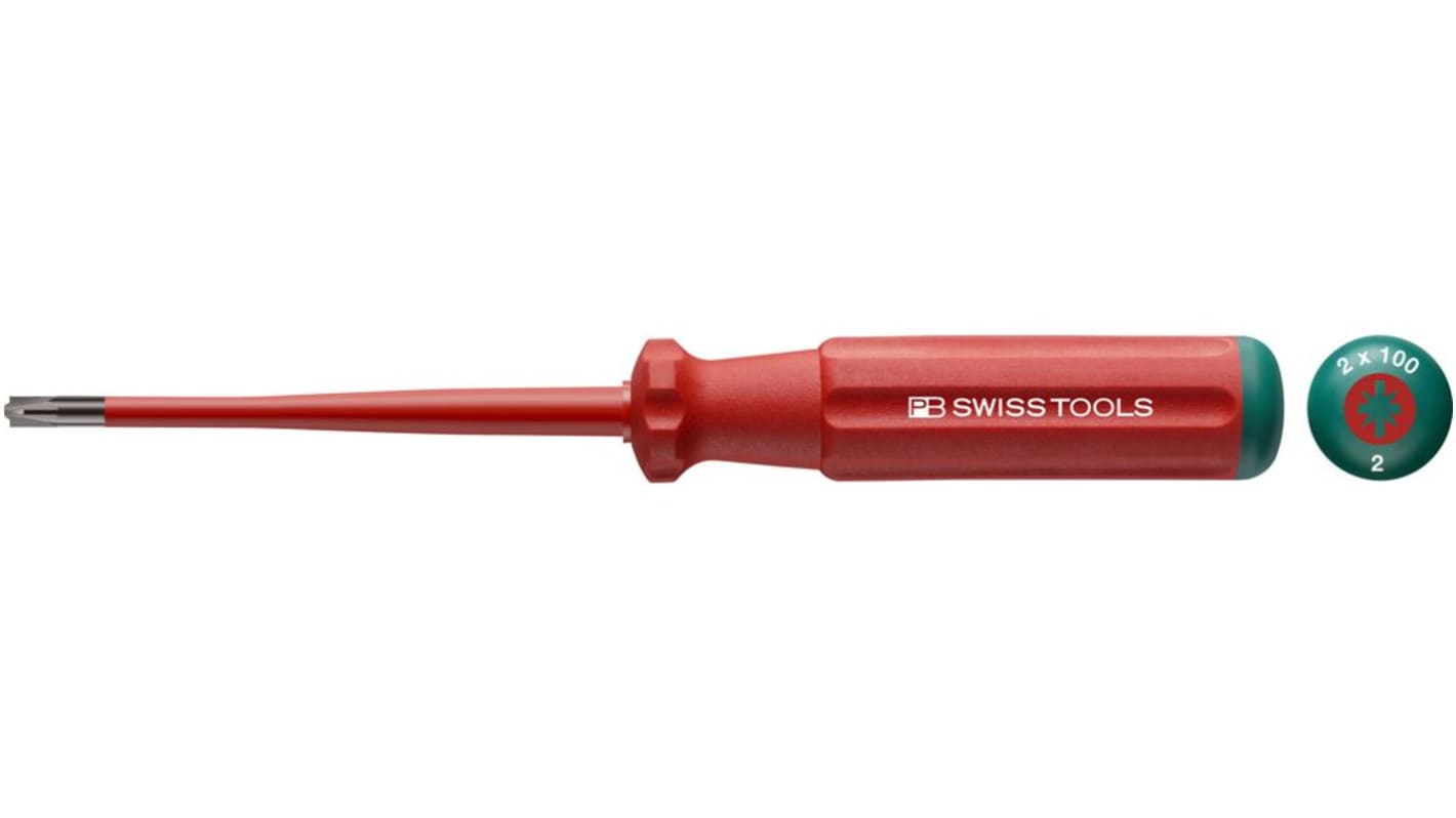 PB SWISS TOOLS VDE/1000V Isoleret skruetrækker, 100 mm klinge PZ/S2 spids