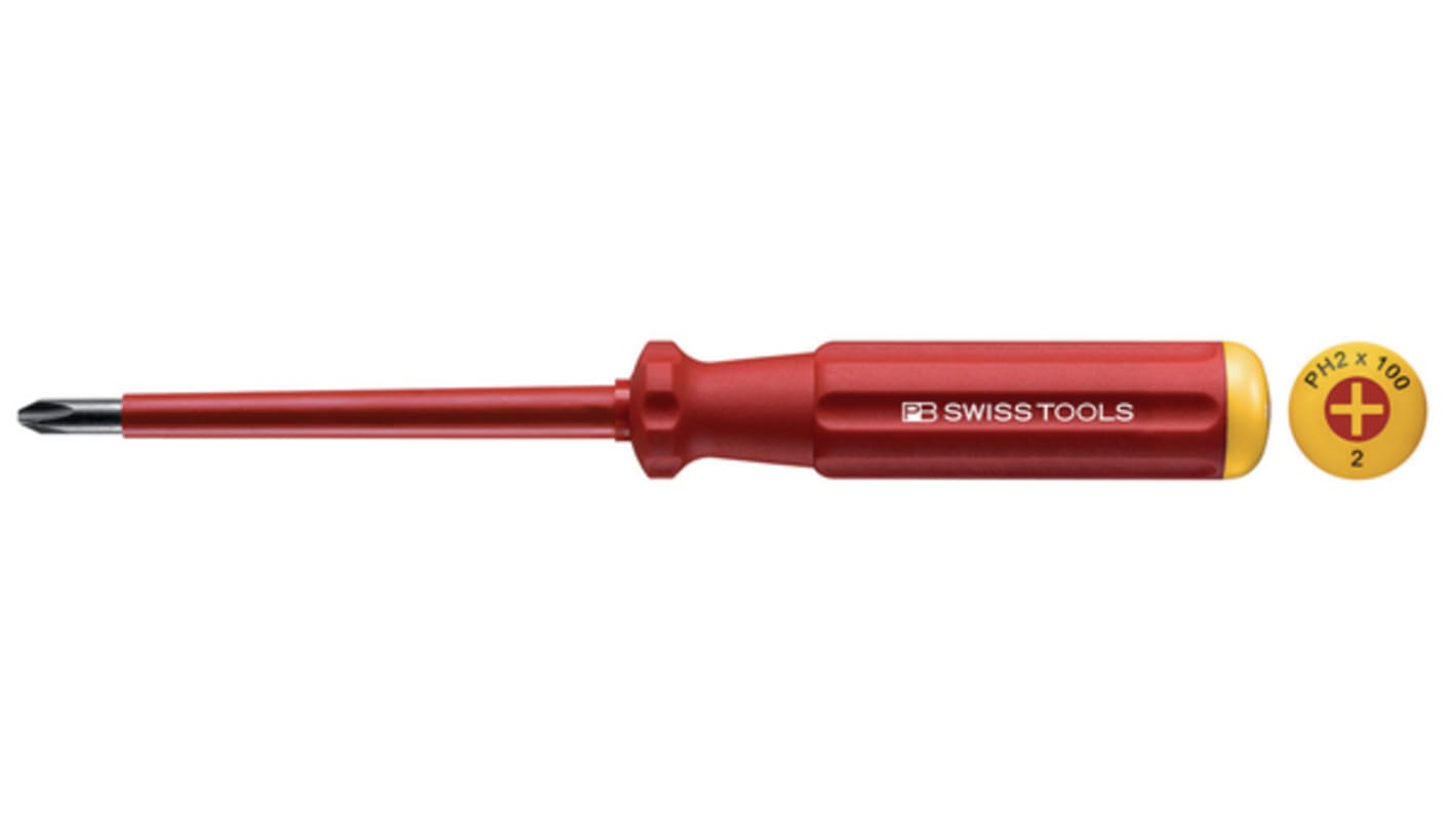 PB SWISS TOOLS Phillips  Screwdriver, PH1 Tip, 80 mm Blade, VDE/1000V