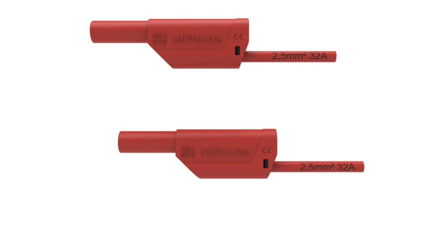 Cavi per test Schutzinger, Spina, 32A, 1kV, col. Rosso, 1m