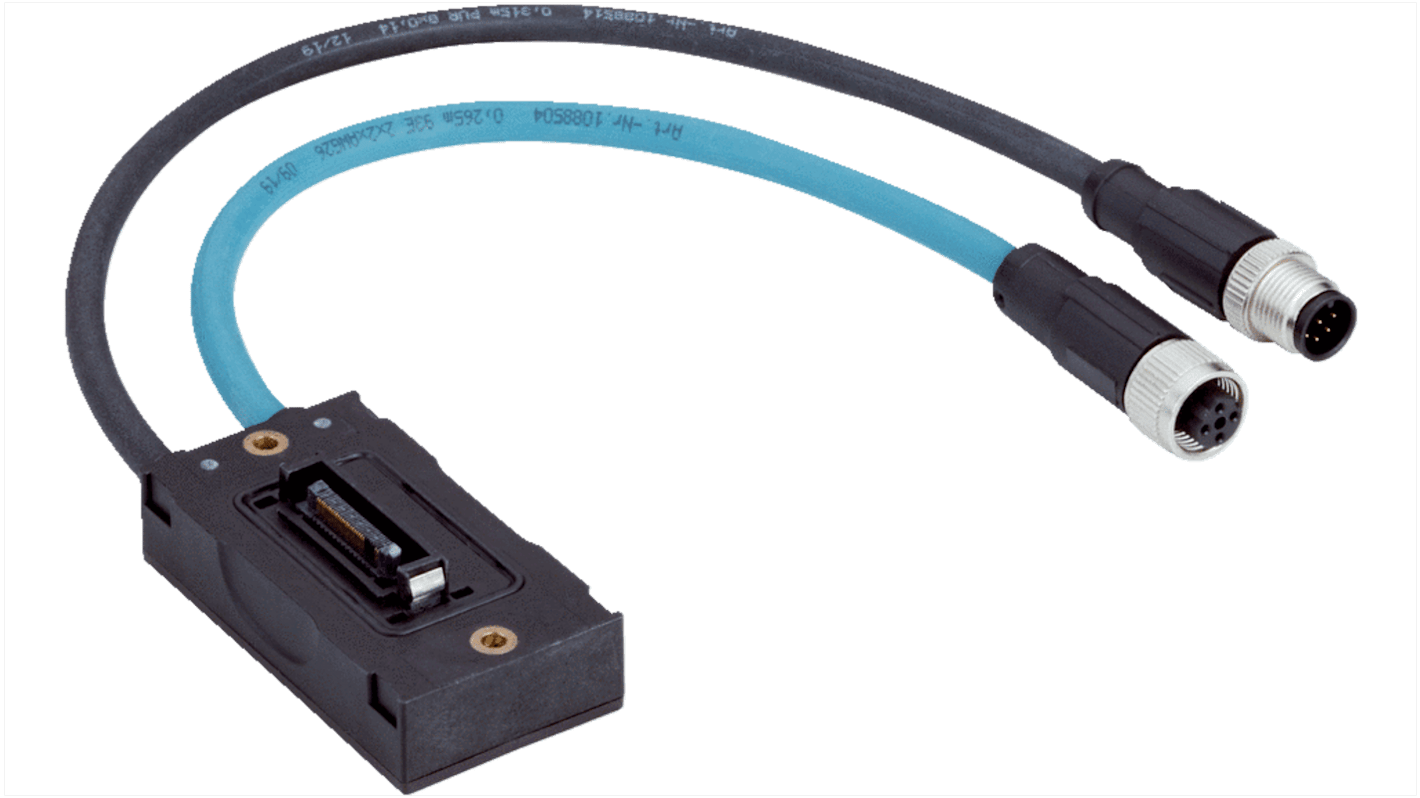 Sick Male 8 way M12 to Female 4 way M12 Connector & Cable, 250 mm, 300 mm