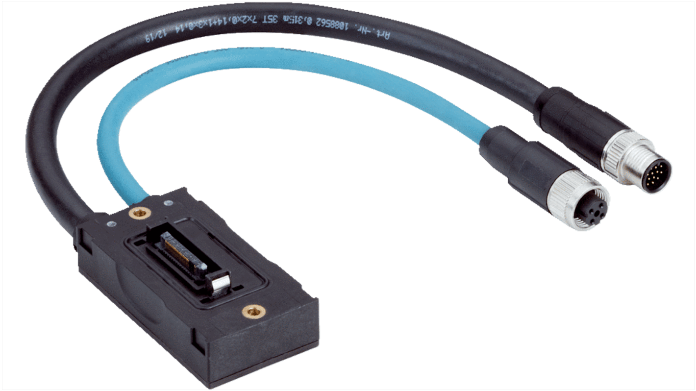 Sick Male 17 way M12 to Female 4 way M12 Connector & Cable, 250 mm, 300 mm