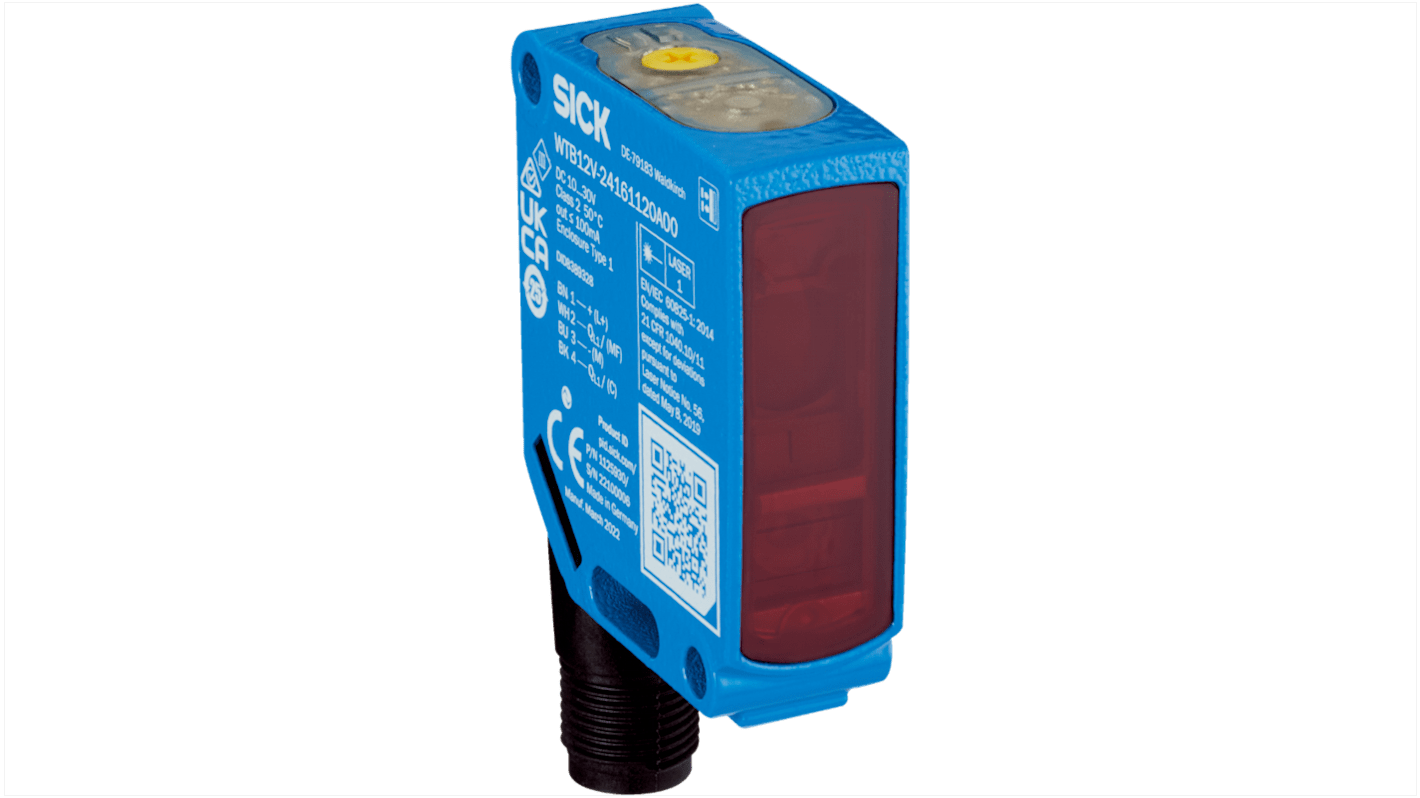 Fotocélula rectangular Sick Supresión de primer plano, alcance 15 m, salida PNP/NPN, Conector Cableado M12, IP66, IP67