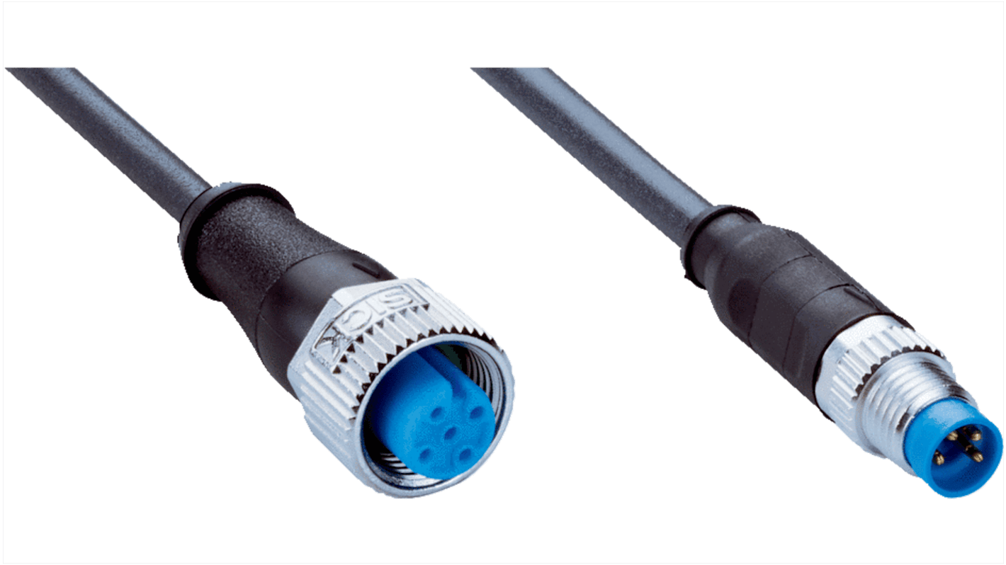 Złącze i kabel ze złączem Złącze M12 liczba rdzeni 4 długość 600mm Rodzaj A Żeńskie Złącze B M8