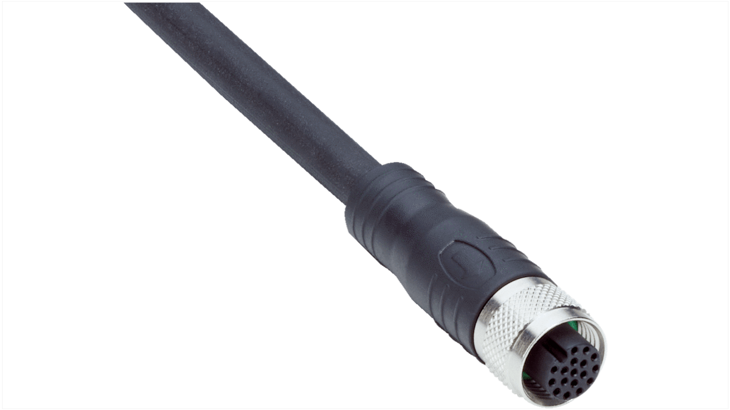 Sick Straight Female 17 way M12 to Unterminated Connector & Cable, 2m