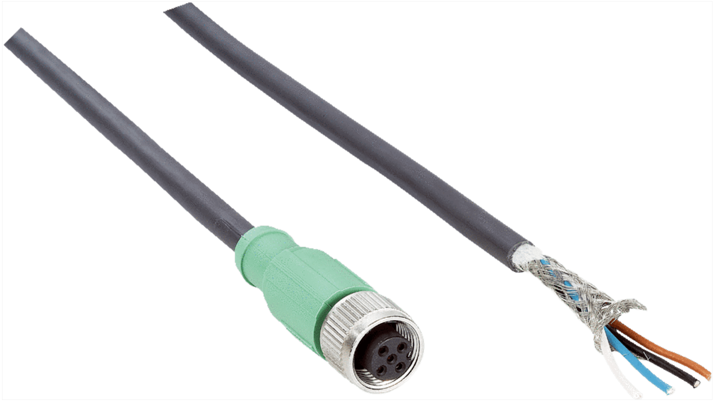 SICK Straight Female 5 way M12 to Straight Male Unterminated Connector & Cable, 10m
