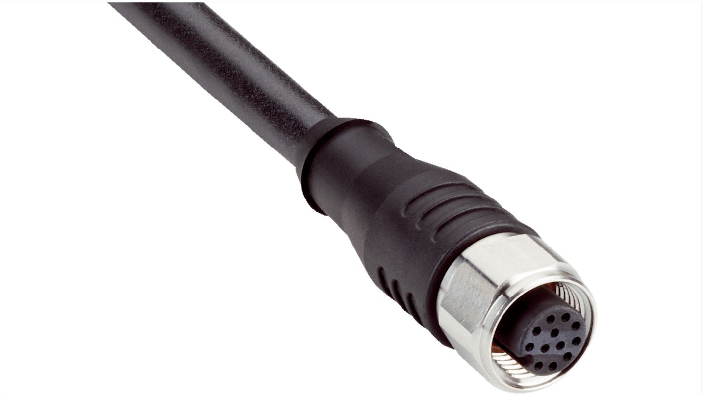 Sick Straight Female 12 way M12 to Straight Male Unterminated Connector & Cable, 10m