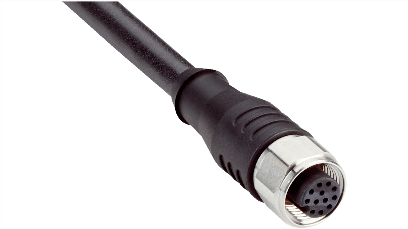 Sick Straight Female 12 way M12 to Unterminated Connector & Cable, 20m