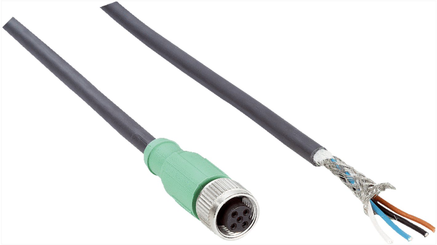 SICK Straight Female 5 way M12 to Straight Unterminated Connector & Cable, 10m