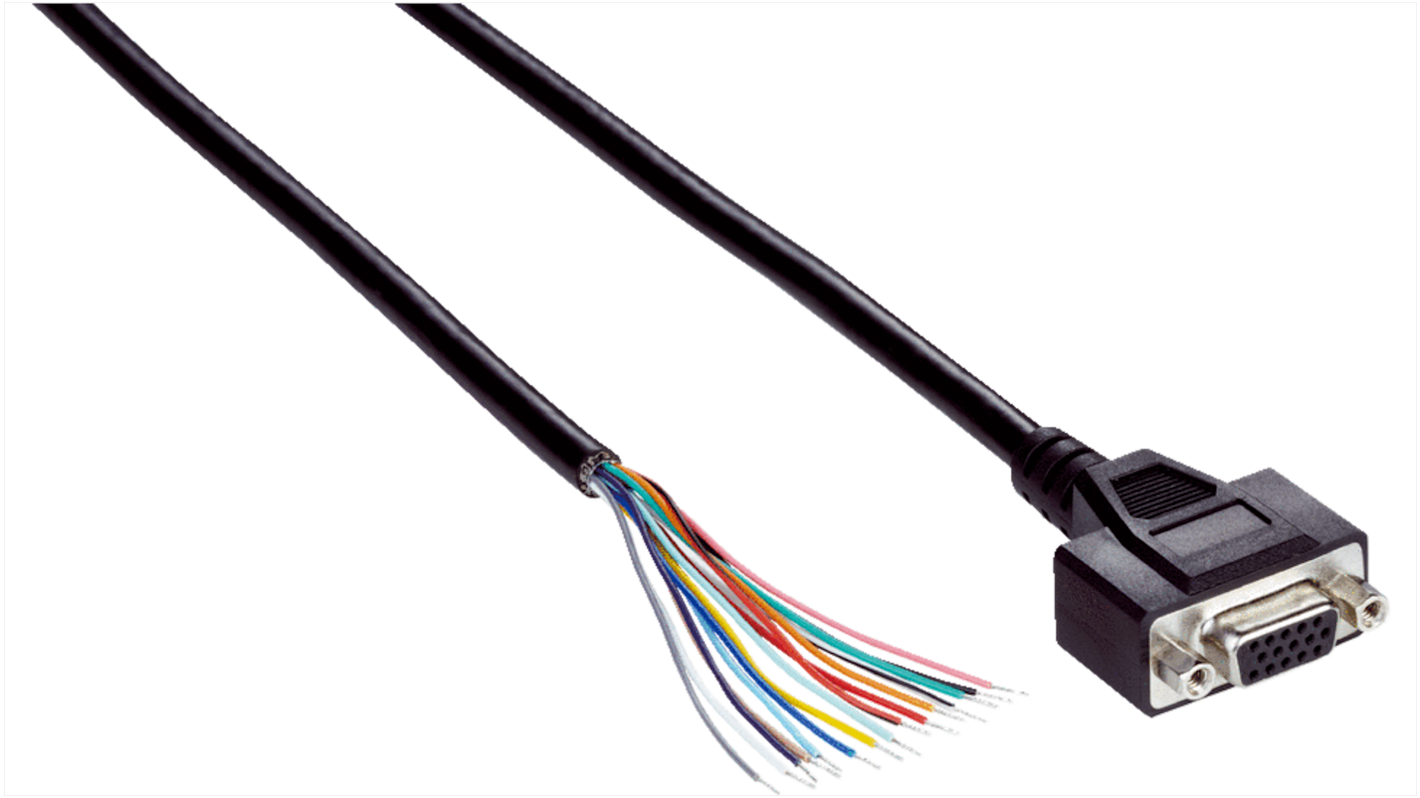 Sick Straight Female 15 way 15 Pin D-sub to Unterminated Connector & Cable, 2m