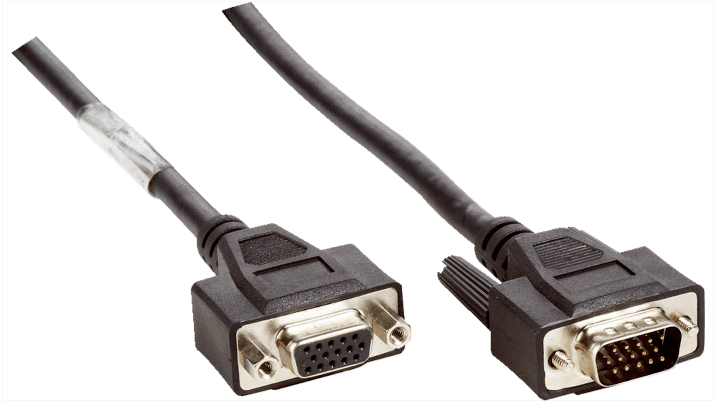 SICK Straight Female 15 way 15 Pin D-sub to Male 15 way 15 Pin D-sub Connector & Cable, 2m