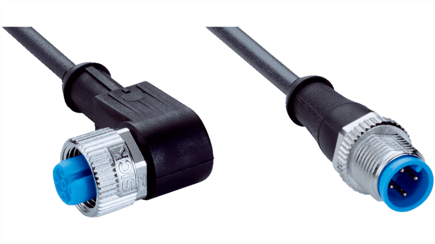 Złącze i kabel ze złączem Złącze M12 liczba rdzeni 4 długość 2m Rodzaj A Żeńskie Złącze B Złącze M12