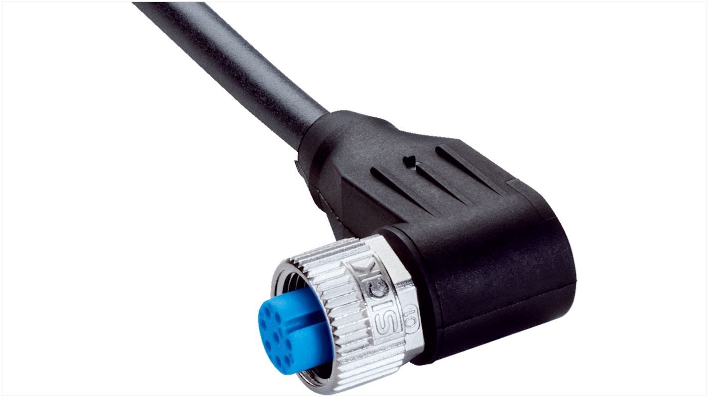 Sick Right Angle Female 8 way M12 to Unterminated Connector & Cable, 10m
