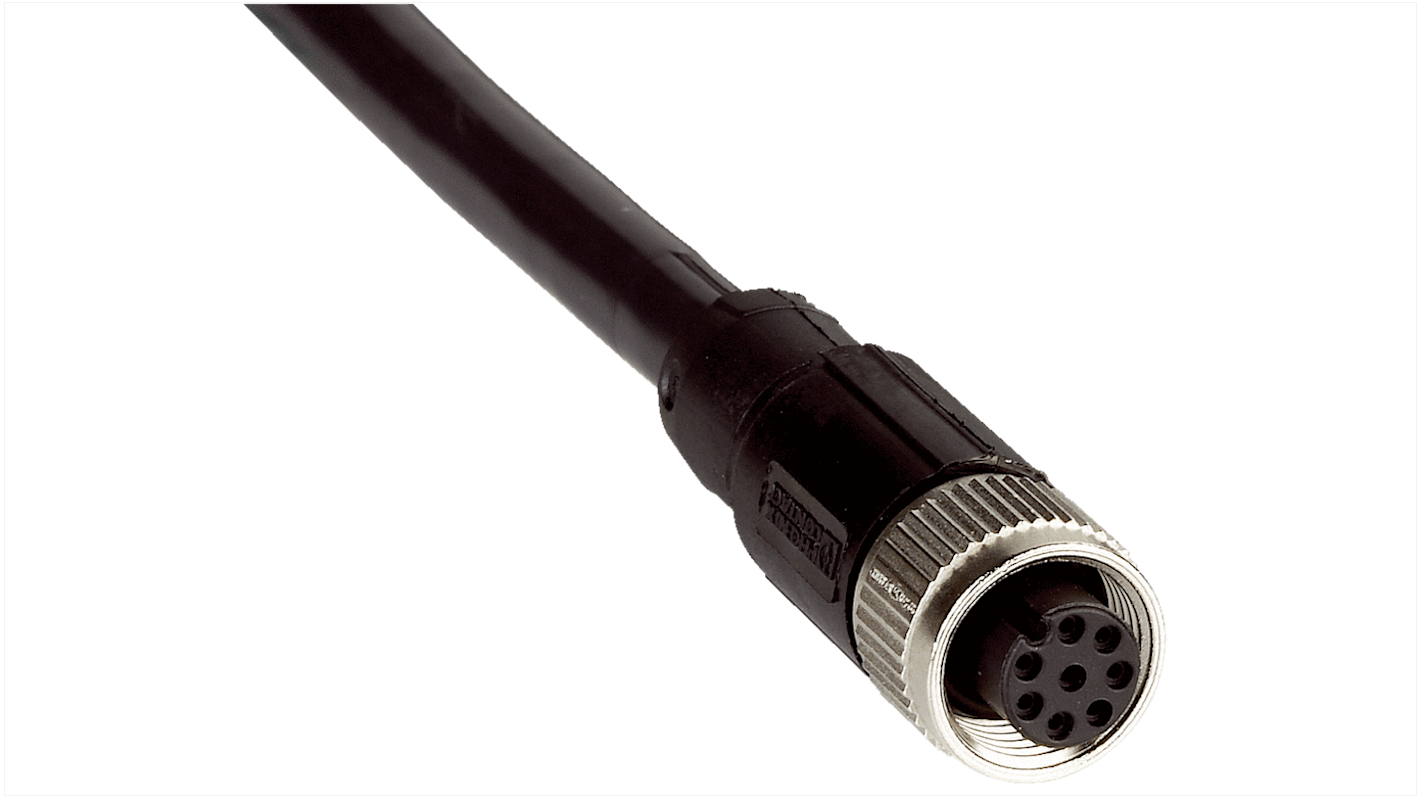 Sick Straight Female 8 way M12 to Unterminated Connector & Cable, 2m