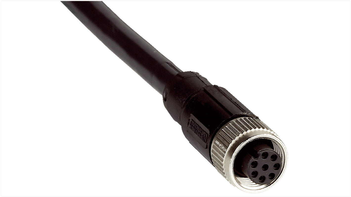 Sick Straight Female 8 way M12 to Unterminated Connector & Cable, 10m