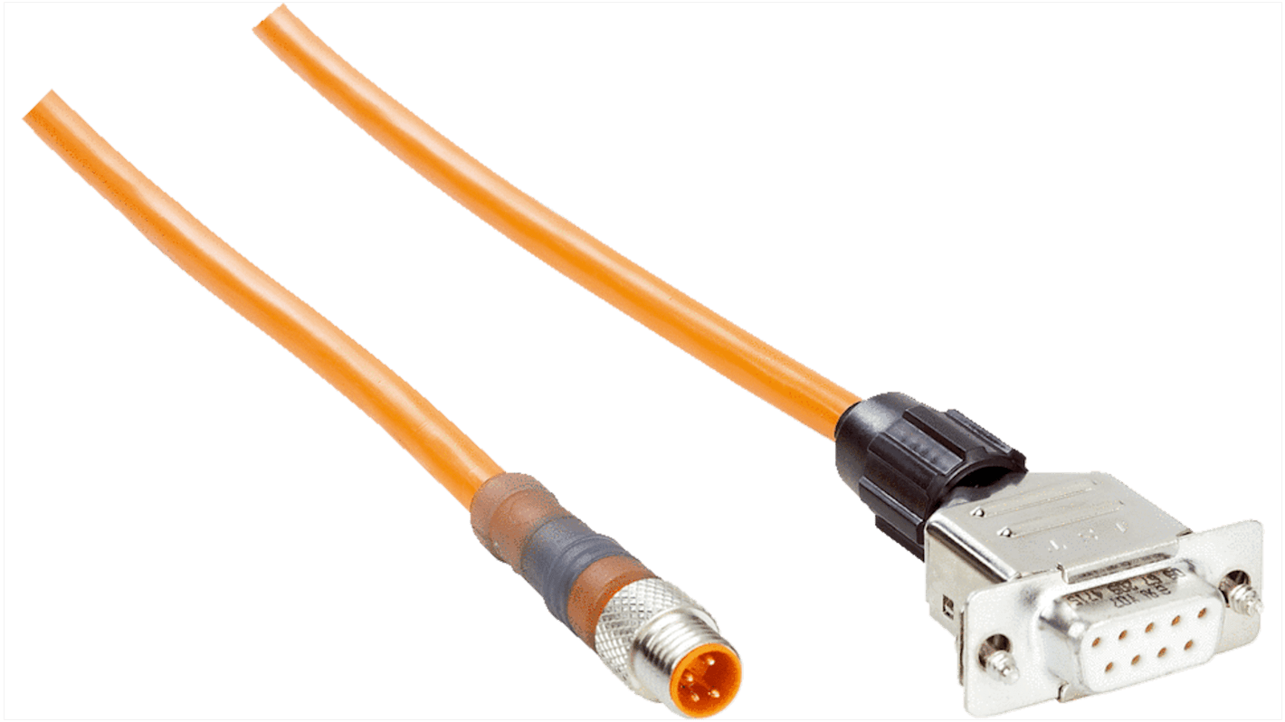 Sick Straight Female 9 way 9 Pin D-sub to Straight Male 4 way M8 Connector & Cable, 10m