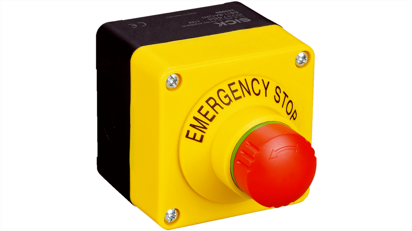 SICK ES21 Series Turn Release Emergency Stop Push Button, Surface Mount, 22mm Cutout, 2NC/1NO, IP65