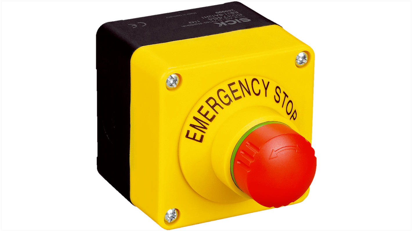 Sick ES21 Series Turn Release Emergency Stop Push Button, Surface Mount, 22mm Cutout, 2NC/1NO, IP65