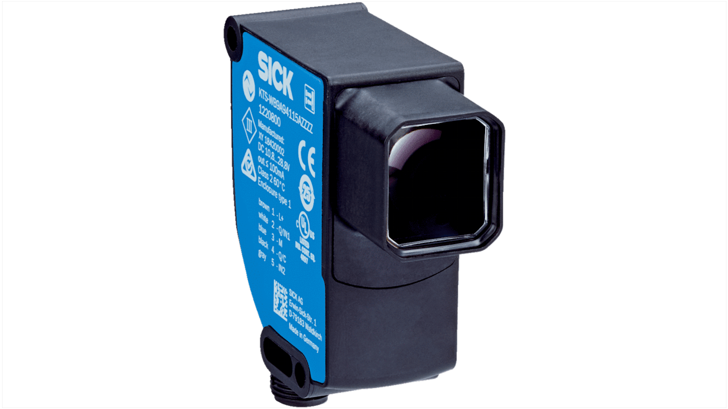 Sensor de contraste Sick serie KTS, alcance 150 mm, LED, 10,8 → 28,8 V, salida PNP/NPN, interfaz IO-Link, IP67