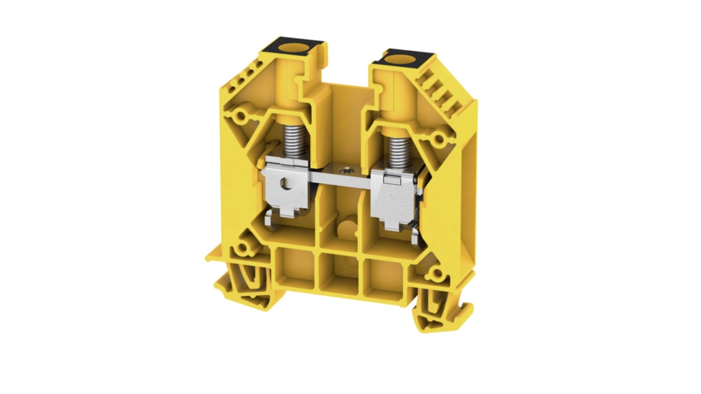 Weidmüller 2000040000 WDU Series Black, Yellow, 6mm², 1-Level, Screw Termination, ATEX, IECEx