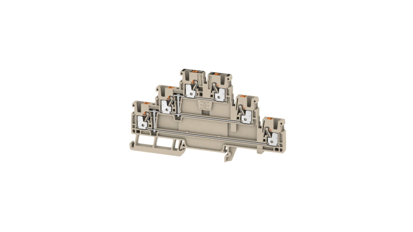 Weidmüller 2428540000 A3T Series Dark Beige, 2.5mm², 3-Level, Push In Termination, ATEX, IECEx